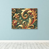 Luxuriöses Barock Damask Muster Leinwanddruck (Insitu (Holzboden))