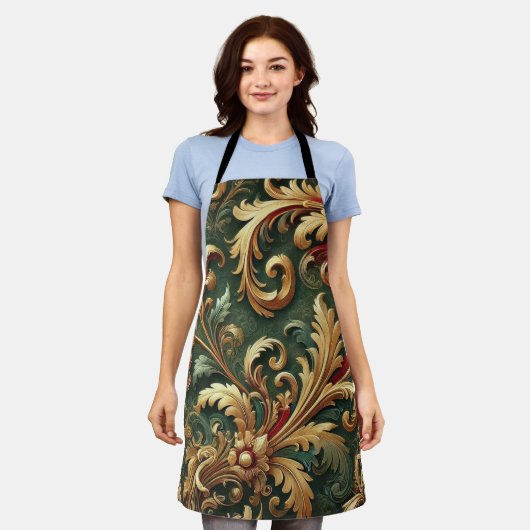 Luxuriöses Barock Damask Muster Schürze (Getragen)