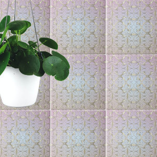 Luxuriöses Barock Gold Damask Muster auf Pastel Om Fliese