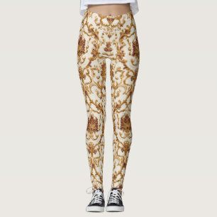 Luxuriöses Barock-Goldornament auf Elfenbein Leggings