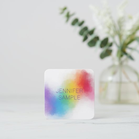 Luxuriöses Beruflich Modernes Elegantes Regenbogen Quadratische Visitenkarte (Stehend Vorderseite)