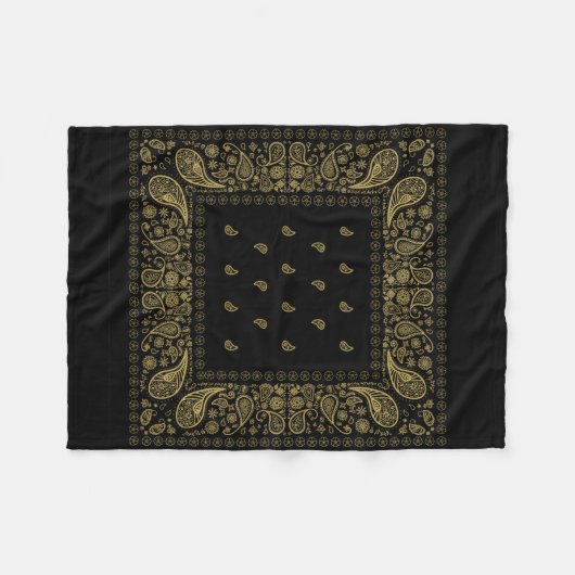 Luxuriöses Black and Gold Paisley Design Fleecedecke (Vorderseite (Horizontal))