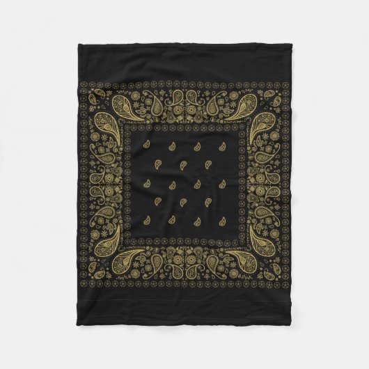 Luxuriöses Black and Gold Paisley Design Fleecedecke (Vorderseite)