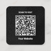 Luxuriöses Black Custom Logo & QR Code Square Busi Quadratische Visitenkarte (Rückseite)