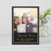 Luxuriöses Black & Gold Frame Foto Danke Karte (Stehend Vorderseite)