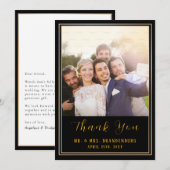 Luxuriöses Black & Gold Frame Foto Danke Karte (Vorne/Hinten)