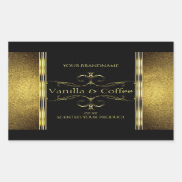 Luxuriöses Black Gold Glitzer Borders Product Labe Rechteckiger Aufkleber