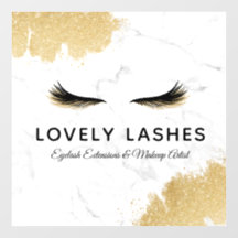 Luxuriöses Black & Gold Glitzer Eyelash Logo Marmo