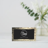 Luxuriöses Black Gold Sparkle Glitzer Logo Elegant Visitenkarte (Stehend Vorderseite)