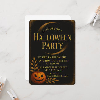 Luxuriöses Black & Gold Spooky Elegantes Halloween Einladung