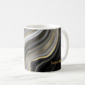 Luxuriöses Black, Gold und Grau Mit Monogramm Agat Kaffeetasse (VorderseiteRechts)