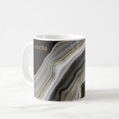 Luxuriöses Black, Gold und Grau Mit Monogramm Agat Kaffeetasse (Vorderseite Links)