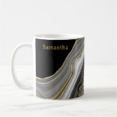 Luxuriöses Black, Gold und Grau Mit Monogramm Agat Kaffeetasse (Links)
