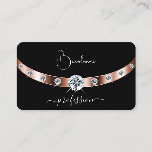 Luxuriöses Black Rose Gold mit Juwelen und Monogra Visitenkarte (Vorderseite)