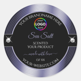 Luxuriöses Black Shiny Blue mit Logo-Produktkennze Runder Aufkleber