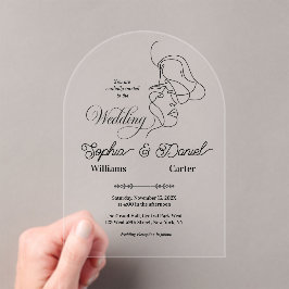 Luxuriöses Black & White Wedding Chic Artistic Cou Acryleinladungen