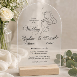 Luxuriöses Black & White Wedding Chic Artistic Cou Acryleinladungen