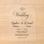 Luxuriöses Black & White Wedding Chic Artistic Cou Acryleinladungen (Vorderseite)