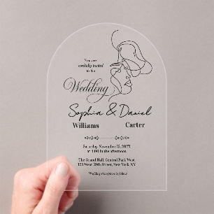 Luxuriöses Black & White Wedding Chic Artistic Cou Acryleinladungen