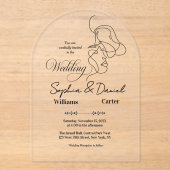 Luxuriöses Black & White Wedding Chic Artistic Cou Acryleinladungen (Vorderseite)