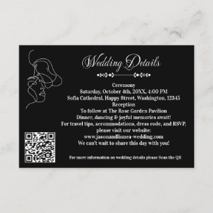 Luxuriöses Black & White Wedding Chic Artistic Cou Begleitkarte
