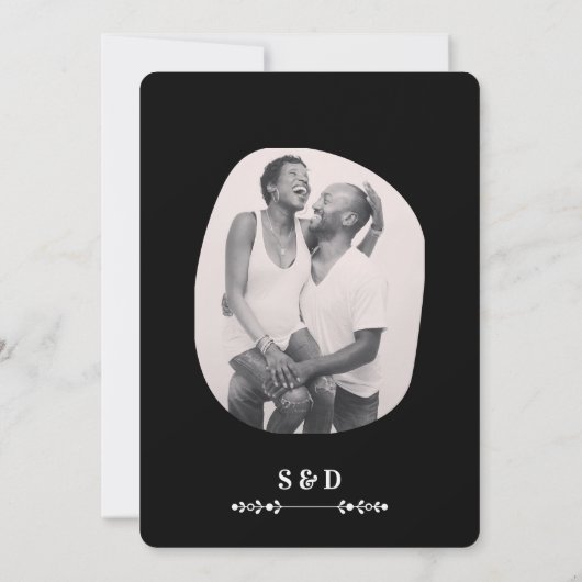 Luxuriöses Black & White Wedding Chic Artistic Cou Einladung (Rückseite)