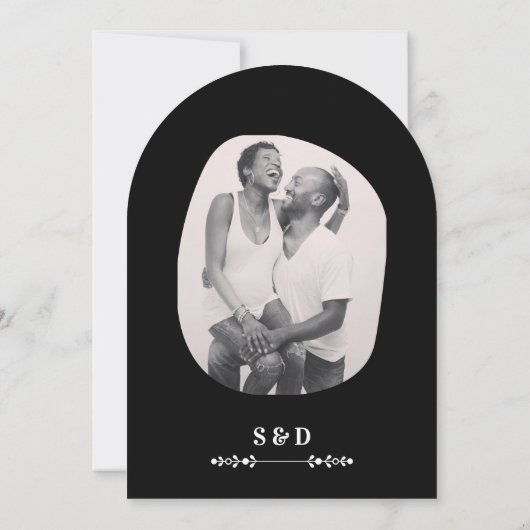 Luxuriöses Black & White Wedding Chic Artistic Cou Einladung (Rückseite)