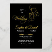 Luxuriöses Black & White Wedding Chic Artistic Cou Folieneinladung (Vorderseite)