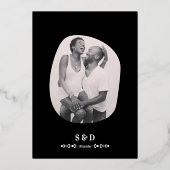 Luxuriöses Black & White Wedding Chic Artistic Cou Folieneinladung (Rückseite)