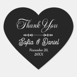 Luxuriöses Black & White Wedding Chic Artistic Cou Herz-Aufkleber