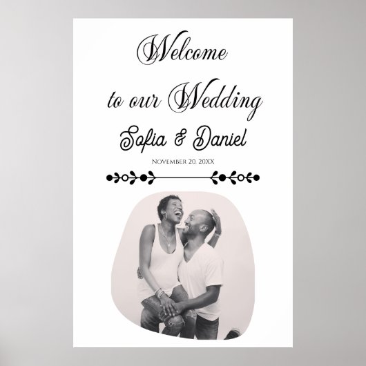 Luxuriöses Black & White Wedding Chic Artistic Cou Poster (Vorne)