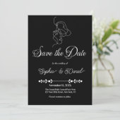Luxuriöses Black & White Wedding Chic Artistic Cou Save The Date (Stehend Vorderseite)