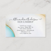 Luxuriöses Blau und Weiß Gold Akzente Agate Marmor Treuekarte (Rückseite)