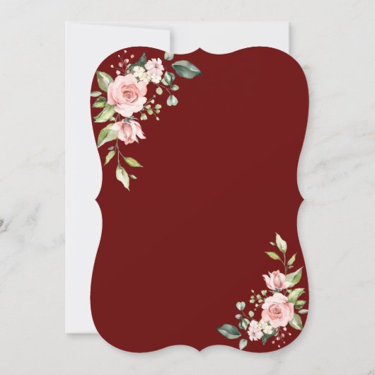 Luxuriöses Blush Floral Gold Rahmen Bridal Tee Par Einladung (Rückseite)