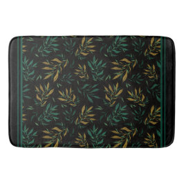 Luxuriöses Botanik-Muster aus Gold und Grün-Blätte Badematte