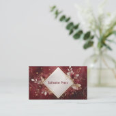 Luxuriöses botanisches Gold Leaf Burgundy Visitenkarte (Stehend Vorderseite)