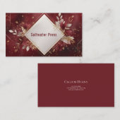 Luxuriöses botanisches Gold Leaf Burgundy Visitenkarte (Vorne/Hinten)