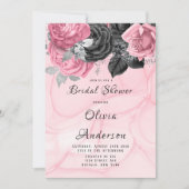 Luxuriöses Brautparty in Rosa und Schwarz Einladung (Vorderseite)