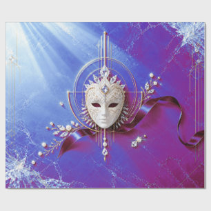 Luxuriöses Burgunder-Weihnachtsmasken-Geschenkpapi Geschenkpapier