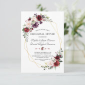 Luxuriöses Burgundy Blush Probe Dinner Einladung (Stehend Vorderseite)