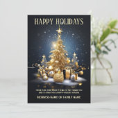 Luxuriöses Business-Weihnachtsgeschenke Logo Foto Feiertagskarte (Stehend Vorderseite)