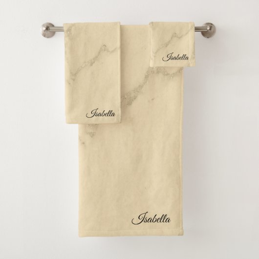 Luxuriöses Champagner Gold Glitzer Marmor Badhandtuch Set (Insitu)