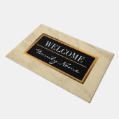 Luxuriöses Champagner Gold Glitzer Marmor Fußmatte (Schrägansicht)