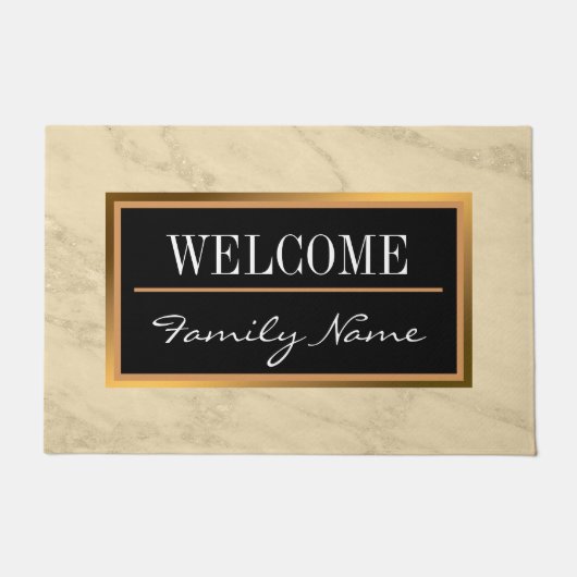 Luxuriöses Champagner Gold Glitzer Marmor Fußmatte (Vorderseite)