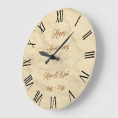 Luxuriöses Champagner Gold Glitzer Marmor Große Wanduhr (Winkel)