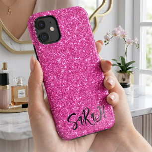 Luxuriöses Chic Rosa Glitter Funkeln personalisier Case-Mate iPhone Hülle