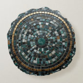 Luxuriöses Circular Mosaic Wall Macro Rundes Kissen (Rückseite)
