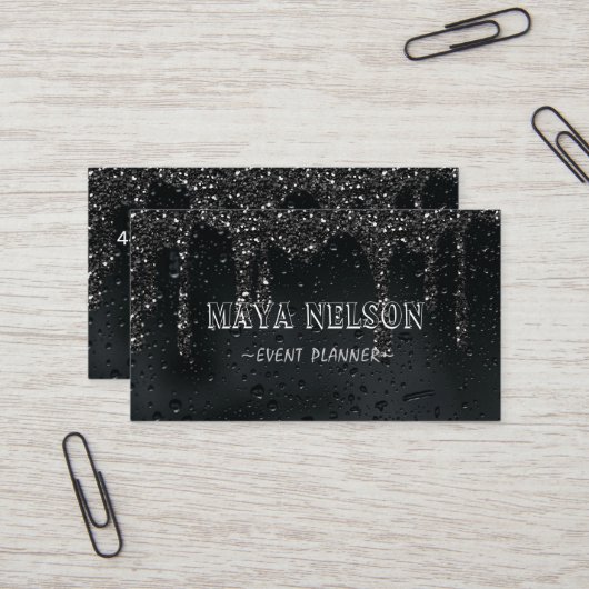 Luxuriöses Cooles Rainy Black Background Visitenkarte (Vorderseite/Rückseite Beispiel)