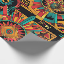 Luxuriöses Cyan "Aztec Dream" Artistic Wrapping Pa
