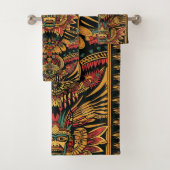 Luxuriöses Cyan "Aztec Dream" Badetuch Set (Insitu)